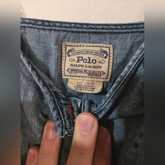 Polo Ralph Lauren Girls 4T Adjustable Spaghetti Strap Button Up Denim Dress - Picture 3 of 8